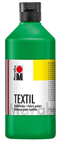 Marabu 17160075062 - Textil Stoffmalfarbe für helle Stoffe, Hellgrün 500 ml, Druckfarbe auf Wasserbasis, waschbeständig bis 60°C, Fixierung durch Bügeln o. Backofen