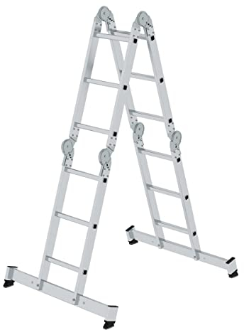 GÜNZBURGER Aluminium-Vielzweckleiter, mit nivello Traverse, 4x3 Sprossen, Made in Germany