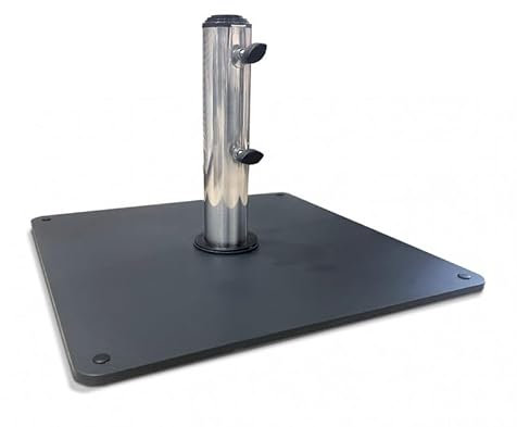 Jati Umbra 20kg Small Garden Parasol Base - 38mm / 48mm Pole Adapters | Metal (Graphite Grey Powder-Coated Steel with Stainless Steel Tube)