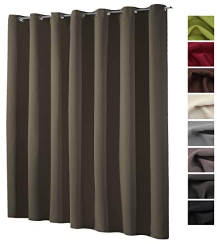 heimtexland ® XXL Ösenschal Verdunkelung HxB 245x275 cm Thermovorhang Verdunkelungsgardine Extra Breit Grau Braun Typ139