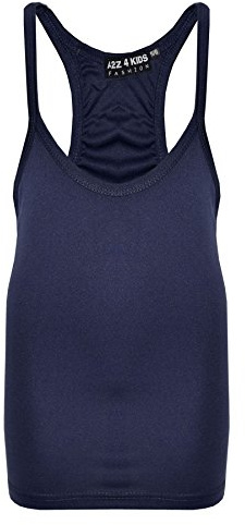 Kids Girls Childrens Vest Top - Racer Vest Navy 7-8