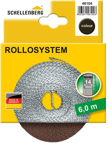 Schellenberg 46104 Cinta de persiana 14 mm x 6,0 m - Sistema Mini, marrón