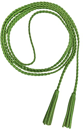 Nanxson Damen Taillengürtel Gewebte Quasten Kettengürtel Leder Dünner Gürtel für Kleid PDW0042 (grün)