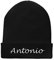 printplanet Beanie-Mütze mit Namen Antonio Bestickt - Farbe Schwarz - personalisierte Mütze, Strickmütze, Namensstickerei