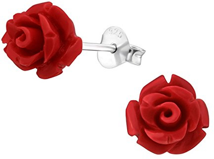 Red Rose Earrings 925 Sterling Silver