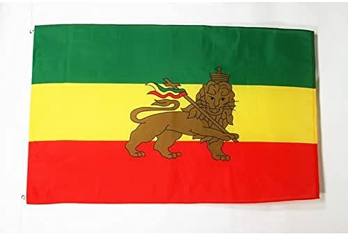BANDERA de ETIOPIA CON LEON 150x90cm - BANDERA ETÍOPE CON ARMAS 90 x 150 cm - AZ FLAG