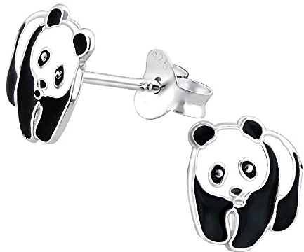 Laimons Mädchen Kids Kinder-Ohrstecker Ohrringe Kinderschmuck Pandabär panda Bär schwarz weiß süß aus Sterling Silber 925