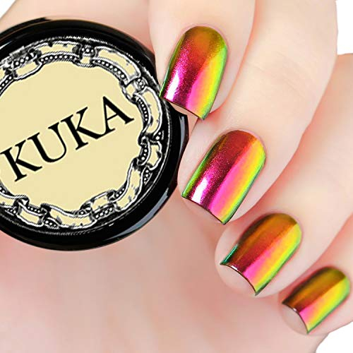 KUKA Chameleon Pigment Nail Changing Mirror Chrome Powder Art Glitter Dust Shine Manicure (Rose Gold)