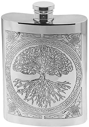 English Pewter Company Celtic Design Tree of Life 6oz Pewter Hip Flask [CEL601]