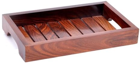 Holz-Serviertablett, Palisander Sheesham Holz Indische Handarbeit für Serviertablett/Esstisch., Palisander, Style 2, 10x6 inch