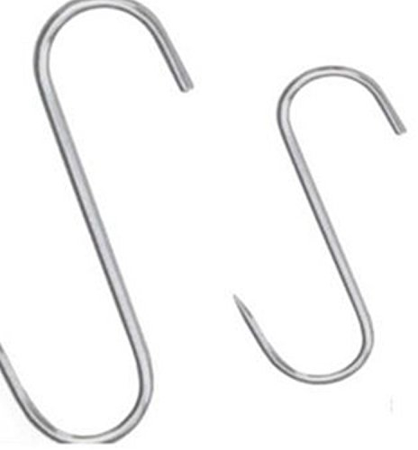 Gancho para carne, 20 unidades, acero inoxidable, 80 x 4 mm, forma de S, ideal para carnicero