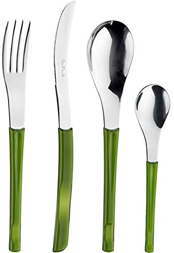 Pintinox Set da 24 Posate Serie Movie in Acciaio Inox Nichel Free, con Manico Colore: Verde, con Scatola regalo