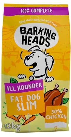 Barking Heads Fat Dog Slim, Diät Hundefutter für Hunde, 100% Natürliches Hundetrockenfutter mit Hühnerfleisch, Natürliche Tiernahrung für Ausgewachsene Hunde Aller Rassen, 12 kg