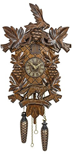 ISDD Cuckoo Clock Quarz Kuckucksuhr 6-Laub, Vogel, Trauben
