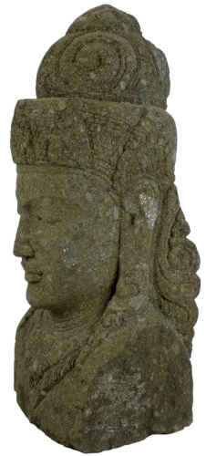 Wuona Objects Dewi Büste Kopf Stein 102 cm Bali Steinfigur Blumenschale Pflanzgefäß
