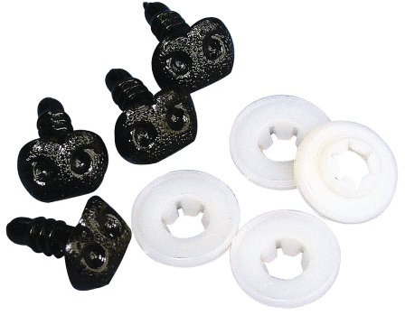 Rayher 5 x Plastik-Tiernase 12mm, schwarz