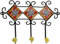 GURU SHOP Dreier Garderoben Haken, Boho Wandhaken mit Fliesen,Vintage Kleiderhaken, Handtuchhalter - Modell 13, 21x28x6 cm