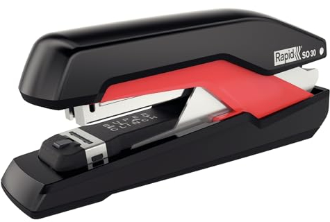 Rapid 5000547 Tacker Super Flachheftgerät (30 Blatt, Mühelos, Omnipress, Hochwertiges Ergonomisches Gehäuse, Inkl. Heftklammern, SO30) schwarz/rot