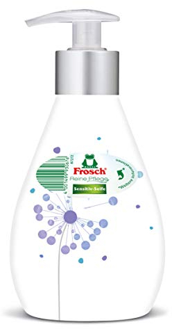 Frosch Reine Pflege Sensitiv-Seife - Flüssigseife, pflegende Handseife zur sanften und hygienischen Reinigung, Dekoflasche, 300 ml