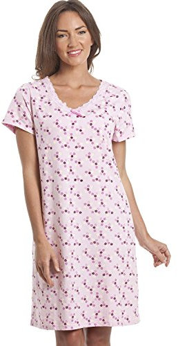 Camille Womens Smooth Soft Cotton Summer Nightshirts 18-20 Pink Floral