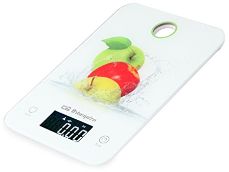 Orbegozo PC 1020 - Báscula de cocina, pantalla LCD, pulsadores táctiles, función auto-apagado, indicador de carga energética, capacidad máx. 5 kg, funciona a pilas