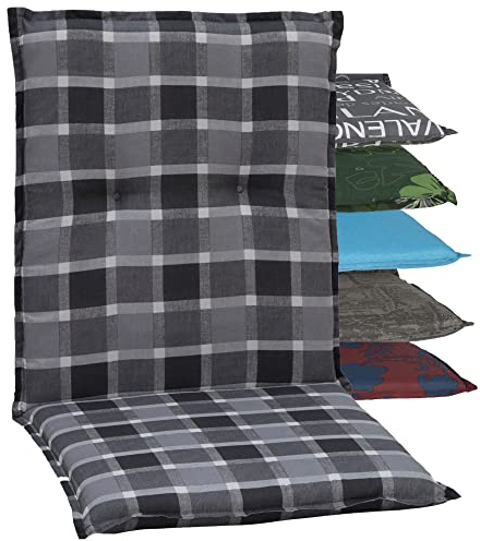 Beo Gartenstuhlkissen Polster für Niederlehner kariert grau Weiss anthrazit, 4014119070577