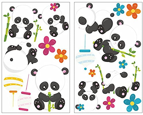 Samunshi® 19x Wandtattoo Süße Pandas Set Wandbilder Kinderzimmer Deko Junge Wandtattoo Kinderzimmer Mädchen Wandsticker Kinderzimmer 2x 21x34cm