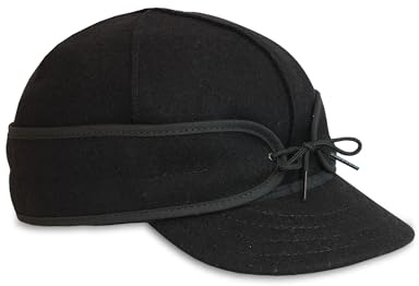 Stormy Kromer Original Kromer Cap, Wintermütze für Damen und Herren, Baseballmütze mit Ohrenklappen, Schwarz, 56 EU
