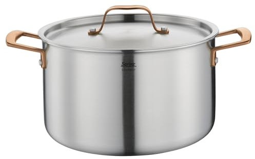Spring Kochtopf GOURMET, mehrschichtiger Topf mit Deckel aus Edelstahl, backofengeeignet, mit Innenskalierung, Ø 24 cm, Höhe 14 cm, 6,5 Liter, roségold