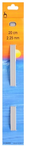Pony Set of 4 Classic Aluminum Double Ended Knitting Needles/Pins - 20cm x 2.25mm, Grey