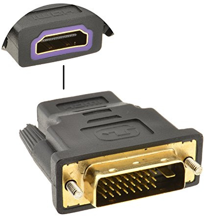 kenable DVI-D 24+1 Male to HDMI Socket Adapter Converter Joiner Gold
