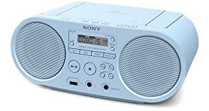 Sony ZS-PS50 - Boomboxon CD y radio AM/FM de 4W (estéreo, reproducción mediante USB y entrada de audio), azul