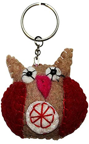 Freak Scene Schlüsselanhänger - Eule - Hellbraun-rot