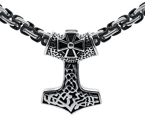 SoulCats Thorshammer Anhänger Königskette Edelstahl Mjölnir Mjöllnir Thors Hammer Thor