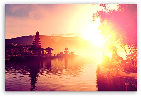 ge Bildet Bild auf Leinwand | Pura Ulun Danu Tempel - Bali - Indonesien in 30x20 cm als Wandbild | Wand-deko Dekoration Wohnung modern Bilder | 1282