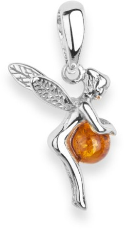 InCollections Damen-Anhänger Elfchen 925 Sterling Silber 1 Bernstein 25 mm 0010200060890