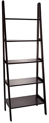 Casual Home 100% Solid Wood 5-Shelf Ladder Bookcase, Standard, 72H, Espresso