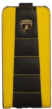 Lamborghini Ledertasche Flipstyle Gelb/Schwarz für Apple iPhone 5/5S