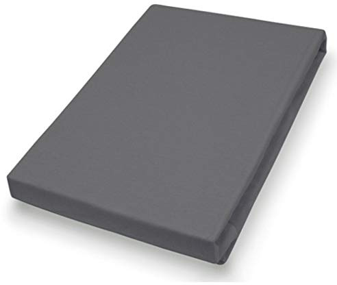 Primera Elastan-Feinjersey-Spannbettlaken für Topper (Boxspringbettauflage), anthrazit 180x200 bis 200x220 - Steg ca 4 - 10 cm