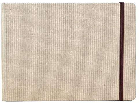 Clairefontaine 96108C Goldline Reisealbum (Umschlag aus Naturleinen, DIN A5, 14,8 x 21 cm, 30 Blatt, 180 g, für Multitechnik geeignet, ideal für Ihre Reise, praktisch und robust) beige