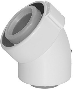 Coude à 45 Rolux Condensation PVC diamètre 60/100 Fioul/Gaz Blanc Réf. 227200