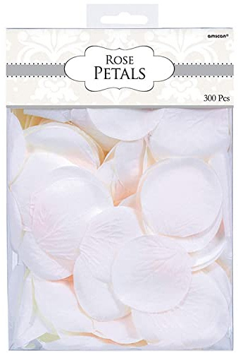 amscan 249560-08 - White Rose Fabric Flower Petals Wedding Confetti - 300 Pieces