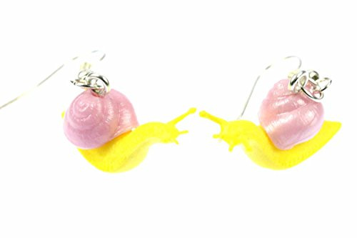 Miniblings Schnecke Ohrringe Schnecken Weinbergschnecke gelb versilbert | Ohrschmuck, sorgfältig in Berlin gefertigt, mit Salat, auch als Mitbringsel geeignet