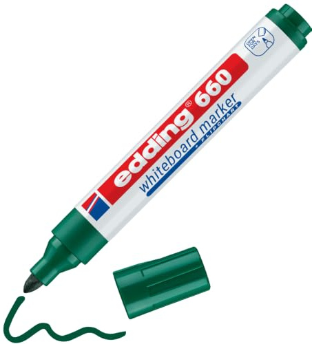 edding 660 Whiteboardmarker - grün - 1 Whiteboard Stift - Rundspitze 1,5-3 mm - Boardmarker abwischbar - für Whiteboard, Flipchart, Magnettafel, Pinnwand, Memoboard - Sketchnotes - nachfüllbar