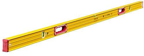 STABILA Wasserwaage Type 196-2, 200 cm, extrasteifes Alu-Profil, 1 Horizontal-Libelle, 2 Vertikal-Libellen, 2 Handgriffe, stoßdämpfende Endkappen, integrierte Rutsch-Stopper, Made in Germany