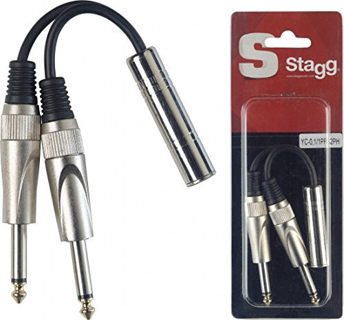 Stagg 0,1m Stereo Buchse mit 2x Mono Stecker - Elektronik-Kabel für Kopfhörer, Lautsprecher, Mischer und Audio-Equipment