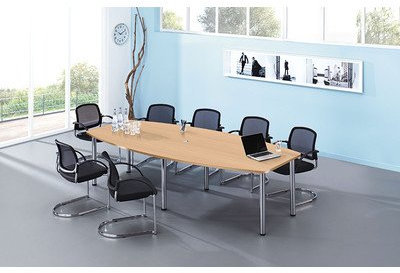 Tisch Meeting KT mit Füße in Chrom Ausführung (Tischplatte): Ahorn