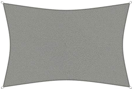 sunprotect 83228 Professional Sonnensegel, 3,5 x 4,5 m, Rechteck, Wind- & wasserdurchlässig, grausilber