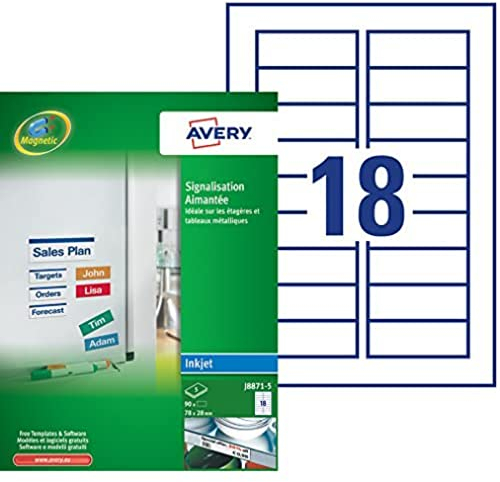 AVERY J8871-5 Box 5 Etiketten, Magnetisch, 78 x 28, weiß