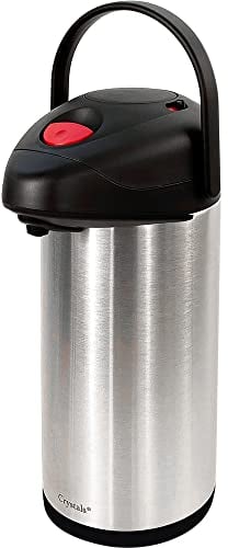 Denny International® Pump Action Airpot flask - Stainless steel - Suitable for hot and cold drinks - available in 2.5, 3, 3.5, 4, 5 litre capacity. (5 Litre)